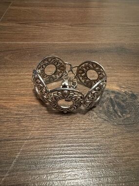 Brighton Preston Silver Medallion Circle Link Bracelet Retired Vintage